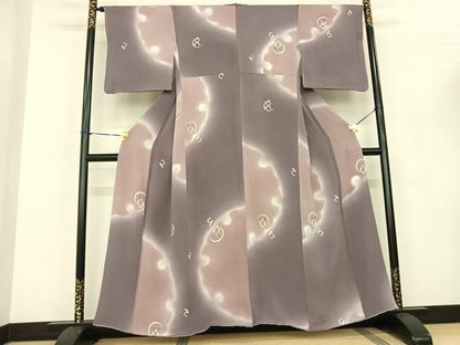平和屋着物●訪問着 雪輪文 月兎 暈し染め 鬼しぼ縮緬 正絹 逸品 AABF0544fy
