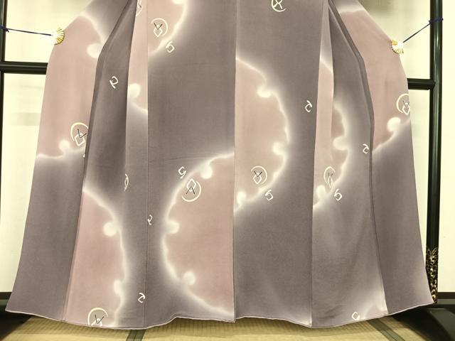 平和屋着物●訪問着 雪輪文 月兎 暈し染め 鬼しぼ縮緬 正絹 逸品 AABF0544fy