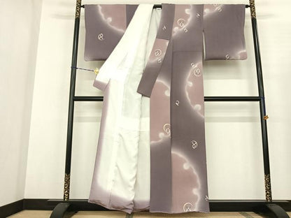 平和屋着物●訪問着 雪輪文 月兎 暈し染め 鬼しぼ縮緬 正絹 逸品 AABF0544fy