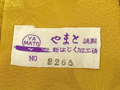 平和屋着物●振袖用長襦袢 無双仕立て 舞花地紋 山吹色 やまと誂製 正絹 逸品 AABF0545fy