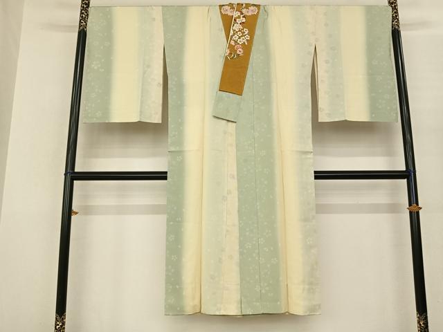 平和屋着物●長襦袢 袷 舞桜文 暈し染め 半衿刺繍 正絹 逸品 AABF0546fy