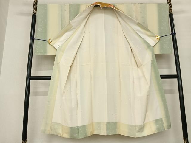 平和屋着物●長襦袢 袷 舞桜文 暈し染め 半衿刺繍 正絹 逸品 AABF0546fy