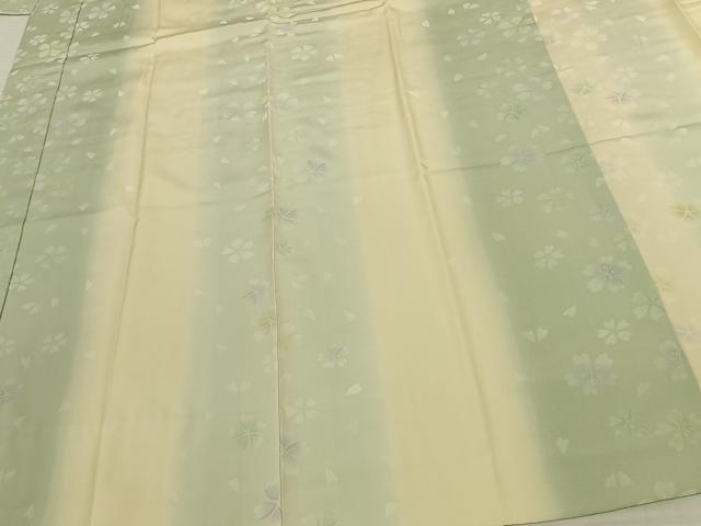 平和屋着物●長襦袢 袷 舞桜文 暈し染め 半衿刺繍 正絹 逸品 AABF0546fy