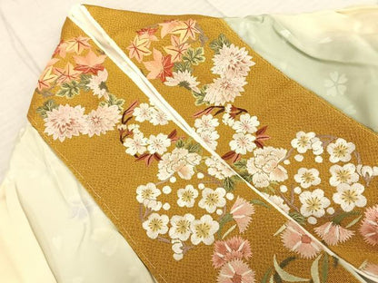 平和屋着物●長襦袢 袷 舞桜文 暈し染め 半衿刺繍 正絹 逸品 AABF0546fy