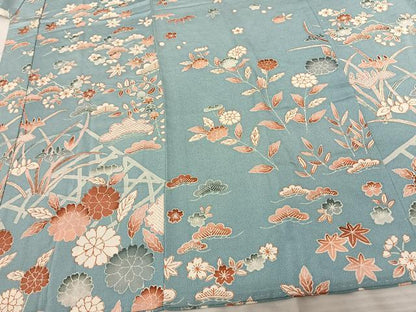 平和屋着物●長襦袢 単衣 草花文 鬼しぼ縮緬 正絹 逸品 AABF0549fy