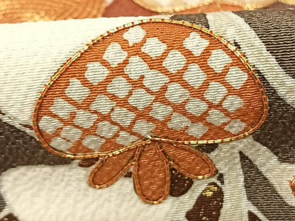 平和屋着物●訪問着 駒刺繍 草花文 金彩 正絹 逸品 AABF0550fy