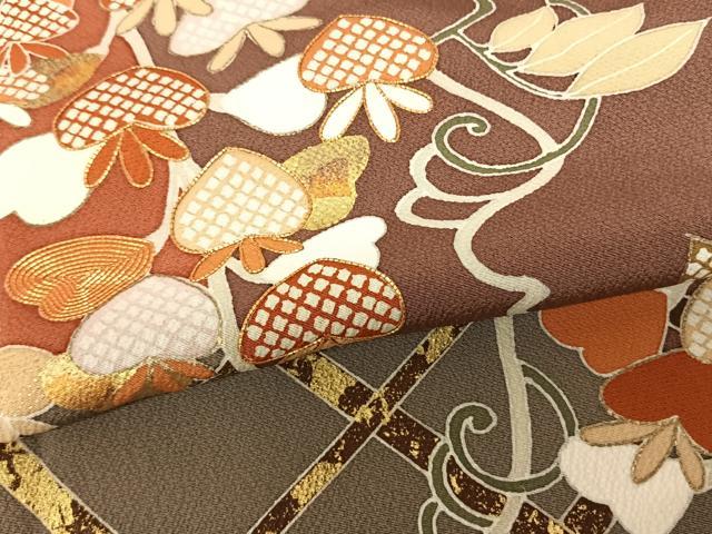 平和屋着物●訪問着 駒刺繍 草花文 金彩 正絹 逸品 AABF0550fy