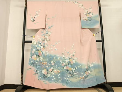 平和屋着物●訪問着 友禅 作家物 花鳥文 暈し染め 正絹 逸品 AABF0551fy