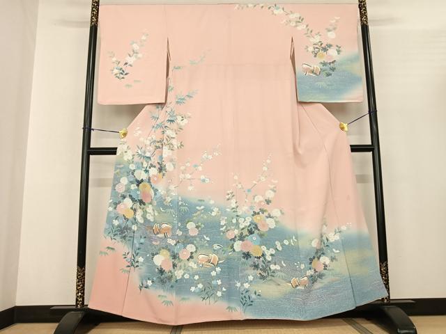 平和屋着物●訪問着 友禅 作家物 花鳥文 暈し染め 正絹 逸品 AABF0551fy