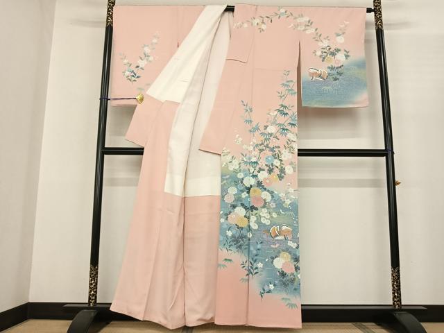 平和屋着物●訪問着 友禅 作家物 花鳥文 暈し染め 正絹 逸品 AABF0551fy