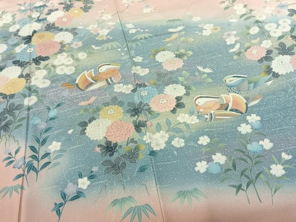 平和屋着物●訪問着 友禅 作家物 花鳥文 暈し染め 正絹 逸品 AABF0551fy