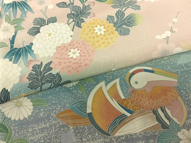 平和屋着物●訪問着 友禅 作家物 花鳥文 暈し染め 正絹 逸品 AABF0551fy