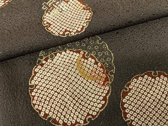 平和屋着物●訪問着 駒刺繍 雪輪重ね文 金彩 正絹 逸品 AABF0552fy