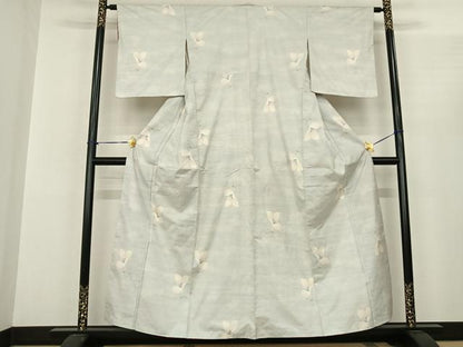 平和屋着物●本場大島紬 白大島 カタス9マルキ 舞花文 正絹 逸品 未使用 AABF0553fy