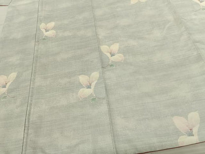 平和屋着物●本場大島紬 白大島 カタス9マルキ 舞花文 正絹 逸品 未使用 AABF0553fy