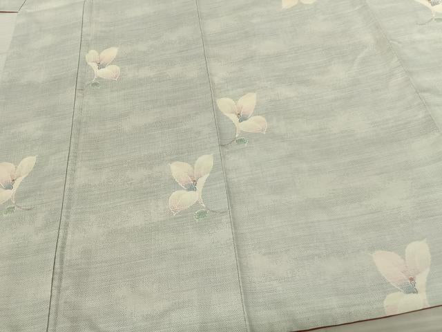 平和屋着物●本場大島紬 白大島 カタス9マルキ 舞花文 正絹 逸品 未使用 AABF0553fy