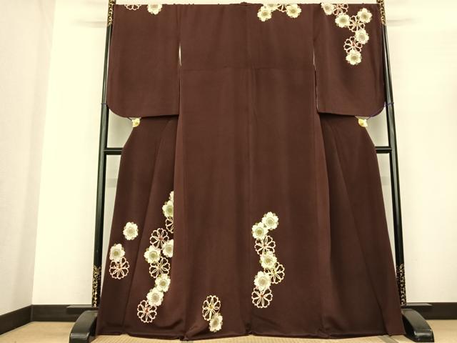 平和屋着物●訪問着　舞花文　金彩　鬼しぼ縮緬　正絹　逸品　AABF0555fy