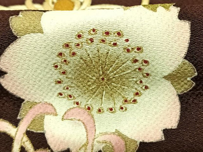 平和屋着物●訪問着　舞花文　金彩　鬼しぼ縮緬　正絹　逸品　AABF0555fy