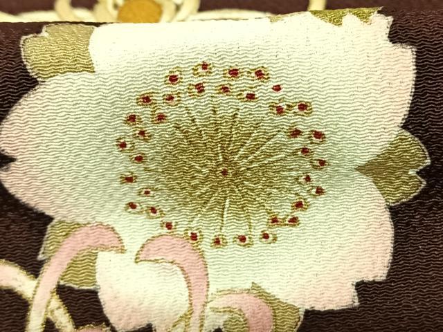 平和屋着物●訪問着　舞花文　金彩　鬼しぼ縮緬　正絹　逸品　AABF0555fy