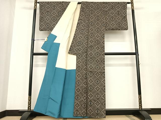 平和屋着物●本場大島紬 龍郷絣 正絹 逸品 AABF0557fy
