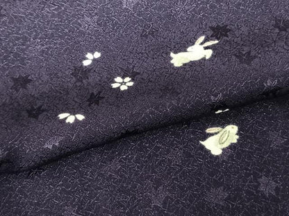 平和屋着物●長襦袢 無双仕立て 兎 舞花文 正絹 逸品 AABF0558fy