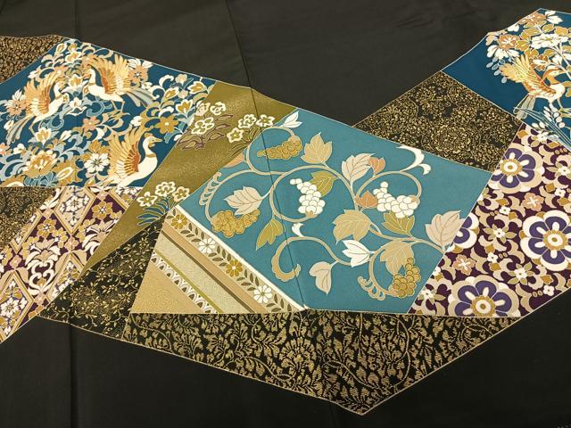 平和屋着物●創業460年・千總　黒留袖　駒刺繍　切嵌花鳥文　金彩　高島屋扱い　正絹　逸品　AABF0560fy