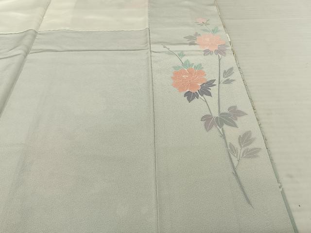 平和屋着物●十日町友禅作家 松雨 訪問着 花鳥文 金彩 正絹 逸品 AABF0561fy