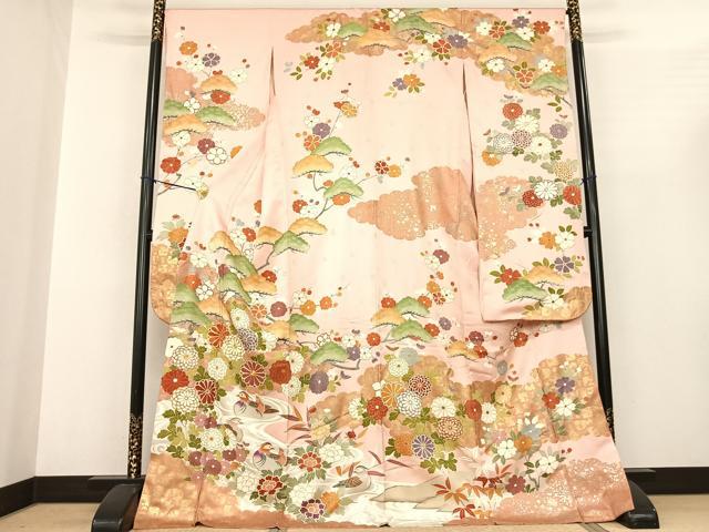 平和屋着物●豪華振袖　駒刺繍　花鳥文　金銀彩　正絹　逸品　AABF0564fy