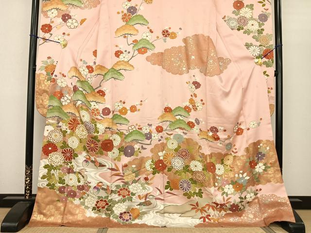 平和屋着物●豪華振袖　駒刺繍　花鳥文　金銀彩　正絹　逸品　AABF0564fy