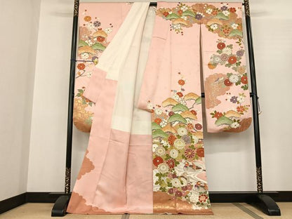 平和屋着物●豪華振袖　駒刺繍　花鳥文　金銀彩　正絹　逸品　AABF0564fy