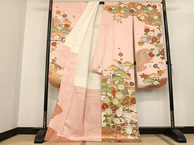 平和屋着物●豪華振袖　駒刺繍　花鳥文　金銀彩　正絹　逸品　AABF0564fy