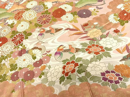 平和屋着物●豪華振袖　駒刺繍　花鳥文　金銀彩　正絹　逸品　AABF0564fy