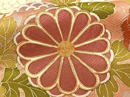 平和屋着物●豪華振袖　駒刺繍　花鳥文　金銀彩　正絹　逸品　AABF0564fy