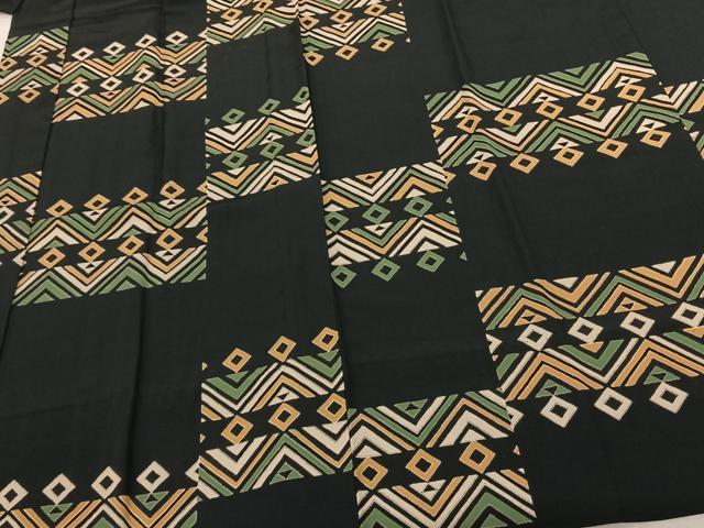 平和屋着物●長襦袢 無双仕立て 幾何学文様 黒地 正絹 逸品 AABF0566fy