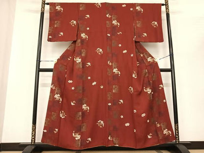 平和屋着物●上質な小紋 草花文 金彩 やまと誂製 正絹 逸品 AABF0568fy