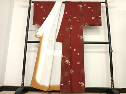 平和屋着物●上質な小紋 草花文 金彩 やまと誂製 正絹 逸品 AABF0568fy