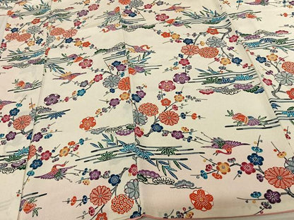 平和屋着物●上質な小紋 型染め 花鳥文 正絹 逸品 未使用 AABF0569fy