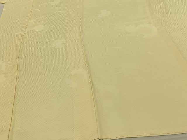 平和屋着物●上質な色無地　雪輪地紋　淡黄色　正絹　逸品　AABF0572fy