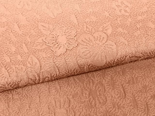 平和屋着物●上質な色無地 ふくれ織 辻が花地紋 薄紅色 正絹 逸品 未使用 AABF0574fy