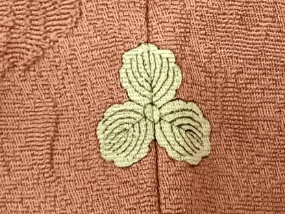 平和屋着物●上質な色無地 ふくれ織 辻が花地紋 薄紅色 正絹 逸品 未使用 AABF0574fy