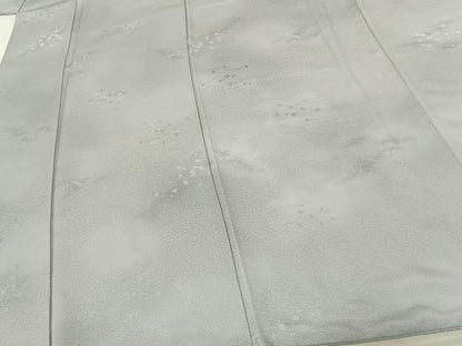 平和屋着物●上質な小紋 草葉地紋 薄雲鼠色 暈し染め 正絹 逸品 AABF0575fy