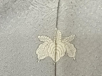 平和屋着物●上質な小紋 草葉地紋 薄雲鼠色 暈し染め 正絹 逸品 AABF0575fy