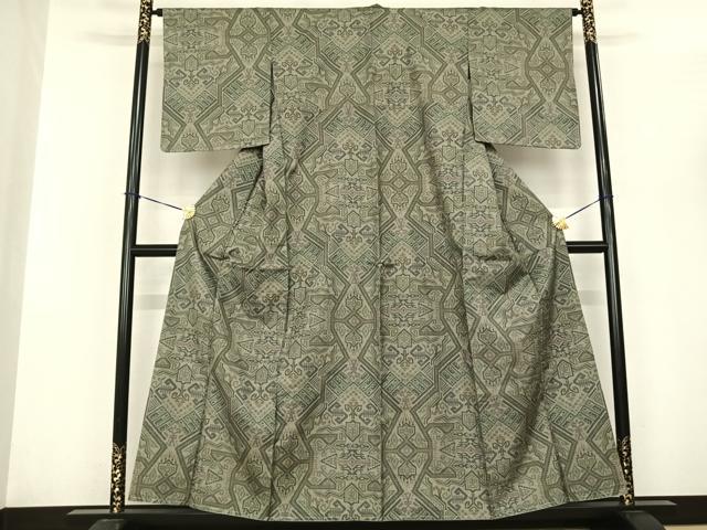 平和屋着物●本場大島紬 一元絣 幾何学文様 正絹 逸品 未使用 AABF0577fy