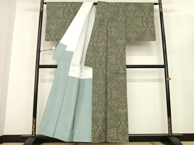 平和屋着物●本場大島紬 一元絣 幾何学文様 正絹 逸品 未使用 AABF0577fy