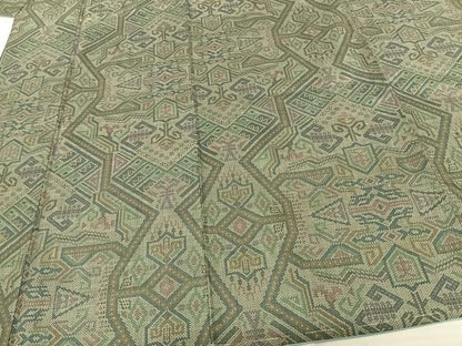 平和屋着物●本場大島紬 一元絣 幾何学文様 正絹 逸品 未使用 AABF0577fy