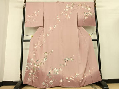 平和屋着物●訪問着 友禅 枝花文 暈し染め 正絹 逸品 AABF0579fy