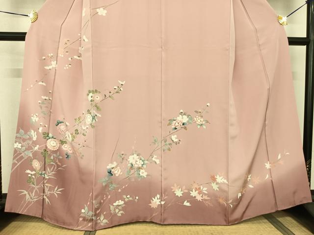 平和屋着物●訪問着 友禅 枝花文 暈し染め 正絹 逸品 AABF0579fy