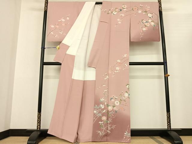平和屋着物●訪問着 友禅 枝花文 暈し染め 正絹 逸品 AABF0579fy
