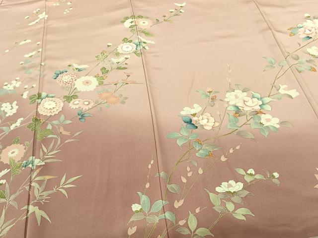 平和屋着物●訪問着 友禅 枝花文 暈し染め 正絹 逸品 AABF0579fy