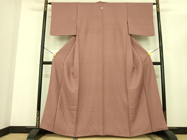 平和屋着物●上質な色無地 紋意匠 退紅色 正絹 逸品 AABF0582fy
